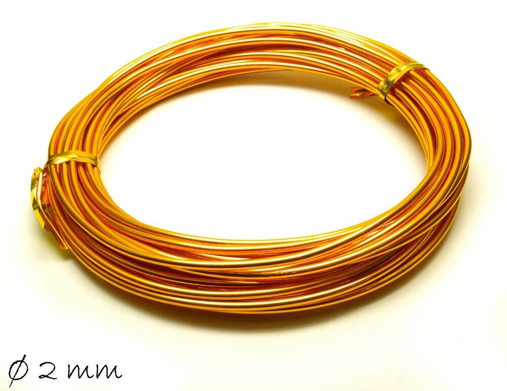 0,48EUR/m - 6 m Aluminiumdraht, Alu Draht, gold, weich, 2 mm
