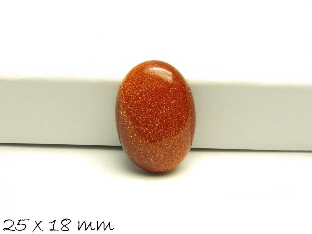 1 Stück Glascabochon, Goldfluss, 25 x 18 mm