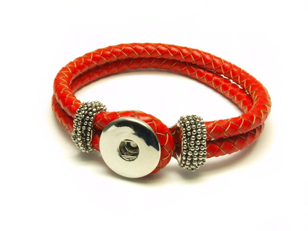 Armband für Druckknöpfe, Wechselschmuck Button rot