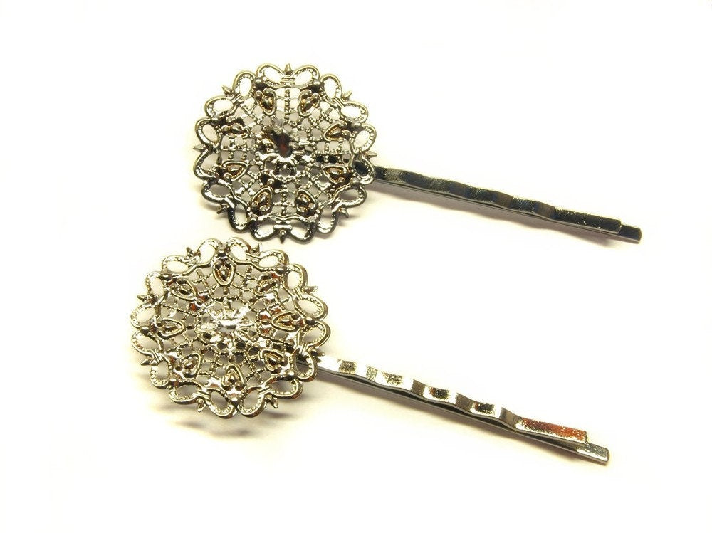 2 Stück Haarnadeln - Rohlinge Ornament schwarz, 55 mm, Variante 3