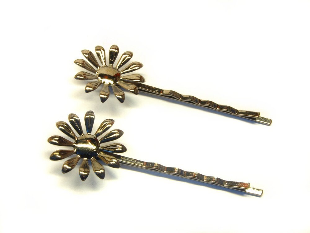 2 Stück Haarnadeln - Rohlinge Ornament schwarz, 55 mm