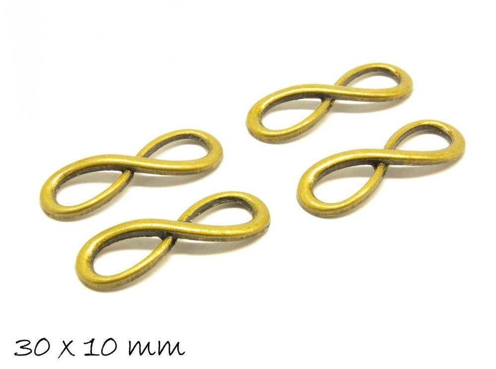 4 Stück Infinity Verbinder Unendlichkeit bronze 30 mm