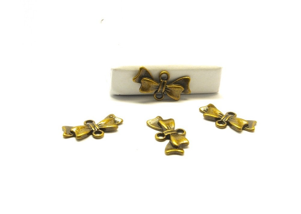 10 Stück Schleife Anhänger Verbinder bronze 20 x 10 mm