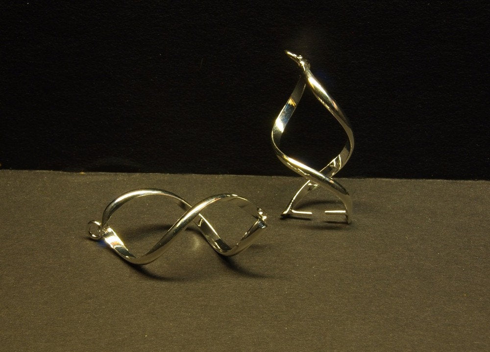 4 Stück Anhängerschlaufen, silber, 32 x 11 mm