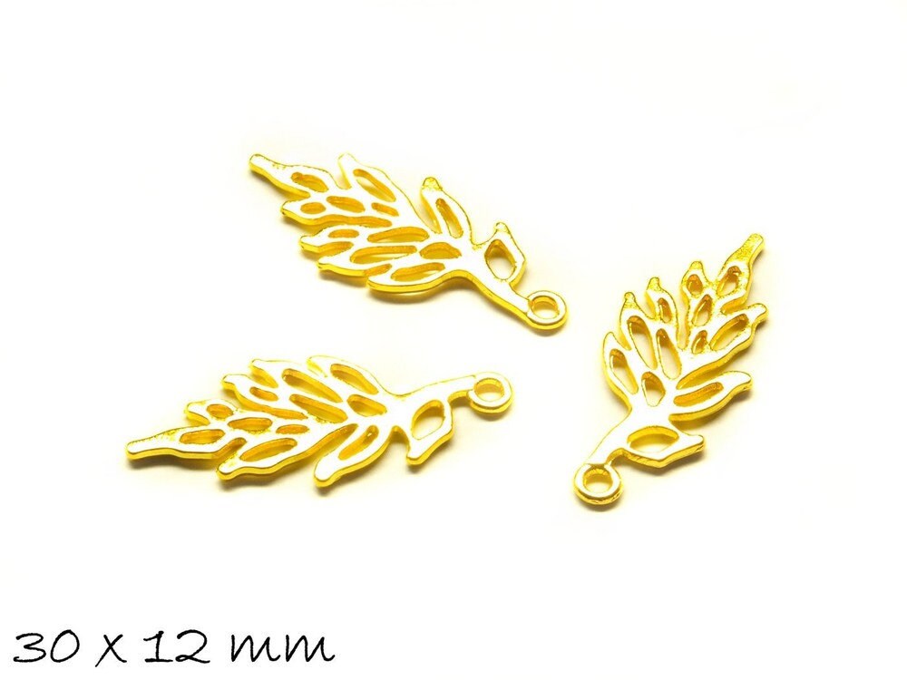 6 Stück Anhänger Blätter golden 30 x 12 mm
