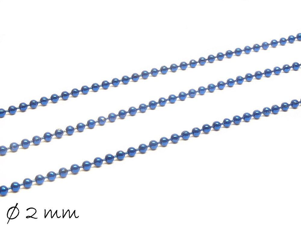 1,25EUR/m - 2 m Kugelkette blau, fein, 2 mm Kugeln