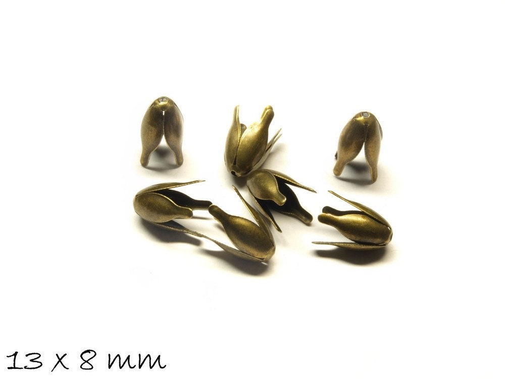 10 Stück filigrane Perlenkappen, Tulpe bronze 12 x 10 mm
