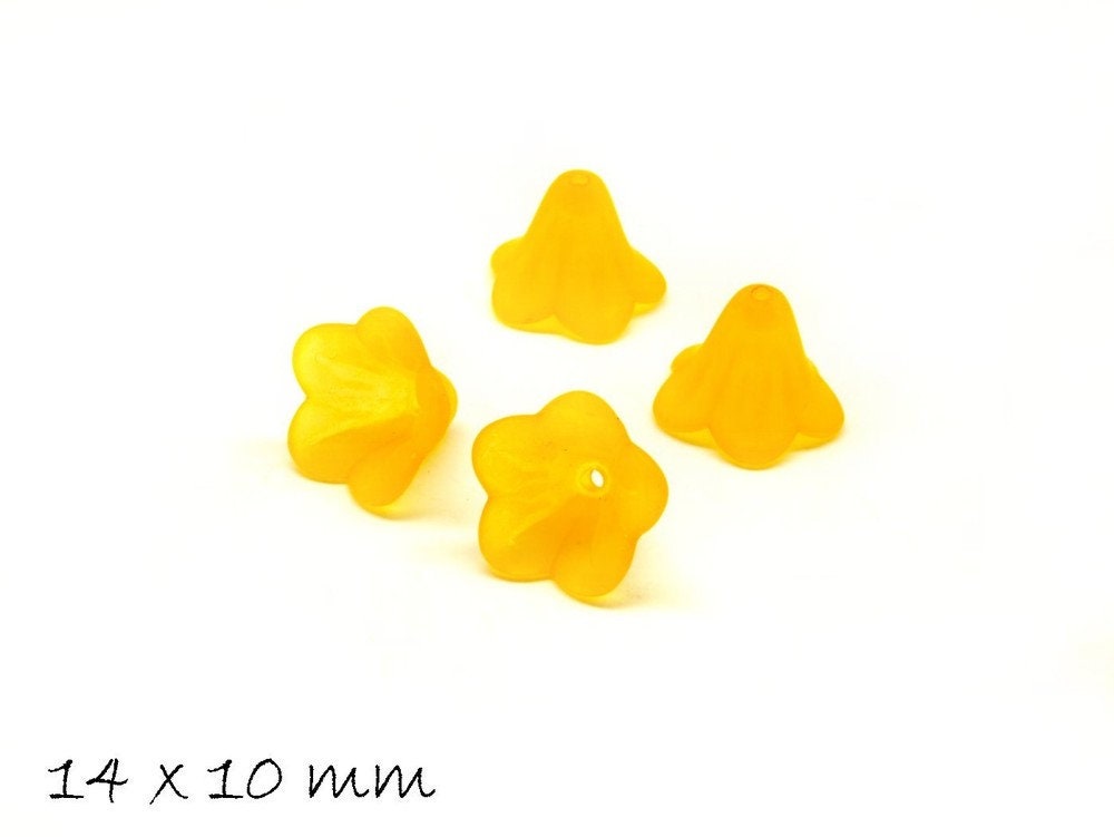 10 Stück gefrostete lucite Acryl Blüte, 14 x 10 mm orange