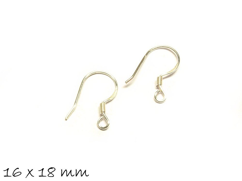 2 Stück Ohrhaken Sterling Silber 925, 16 x 18 x 0,7 mm