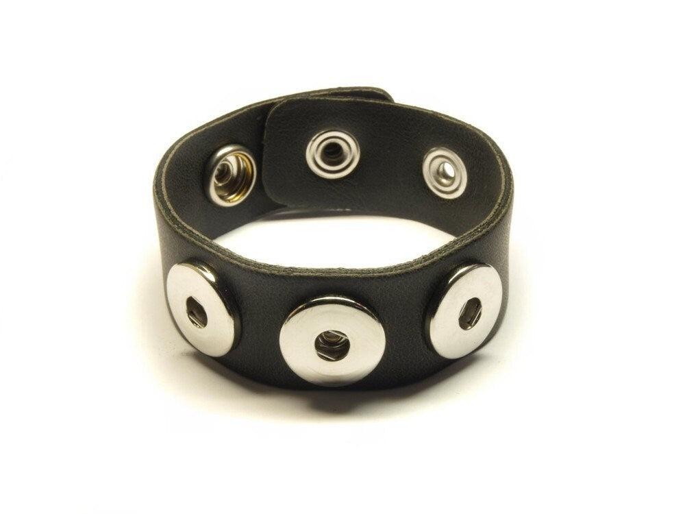 Armband für Druckknöpfe, Wechselschmuck Button, schwarz 2