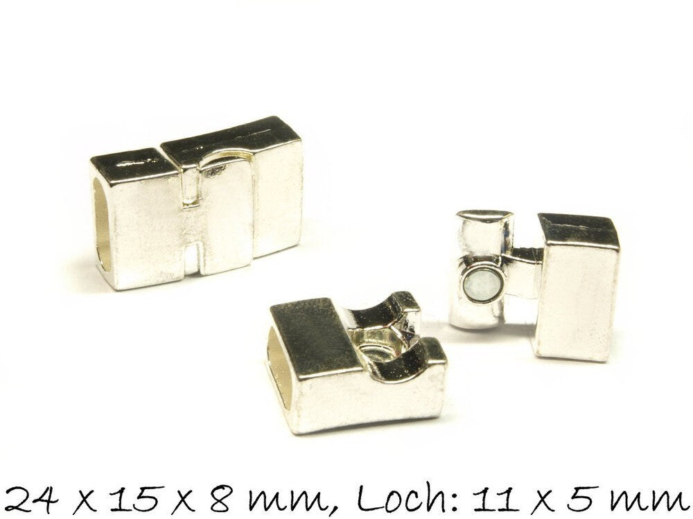 1 Stück Magnetverschluss, silber, 24 x 15 x 8 mm