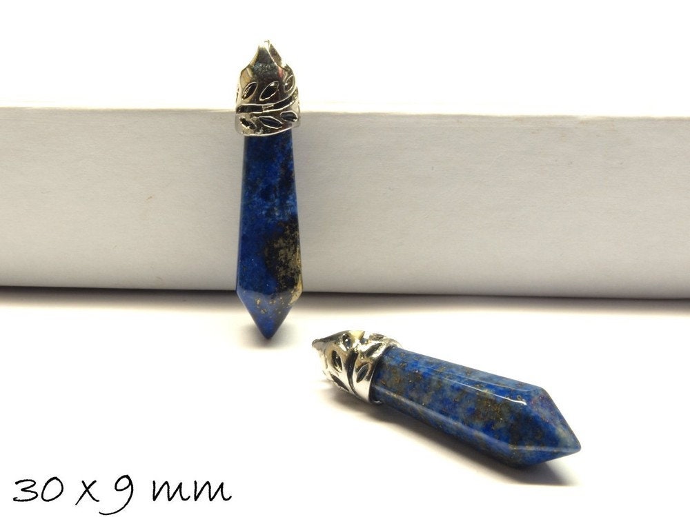 1 Stück Anhänger Edelstein Lapis Lazuli 30 x 9 mm