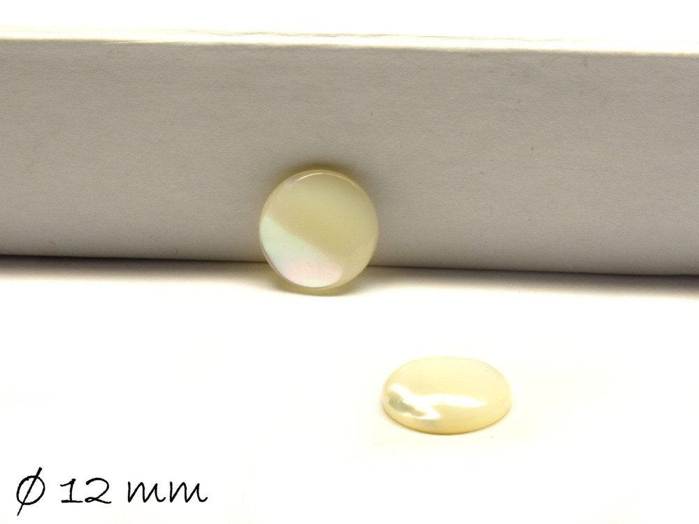 2 Stück Cabochons, Perlmutt , 12 mm, weiß