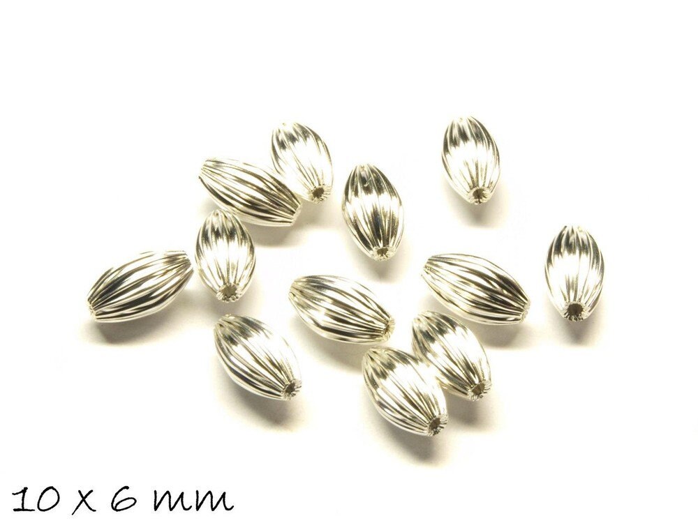 10 Stück Spacer Perlen Rondell 10 x 6 mm silber