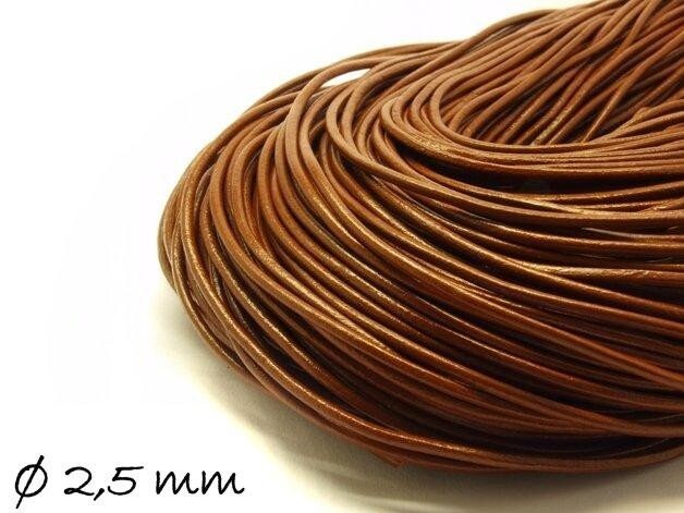 0,70EUR/m - 5 m Lederband braun, 2,5 mm