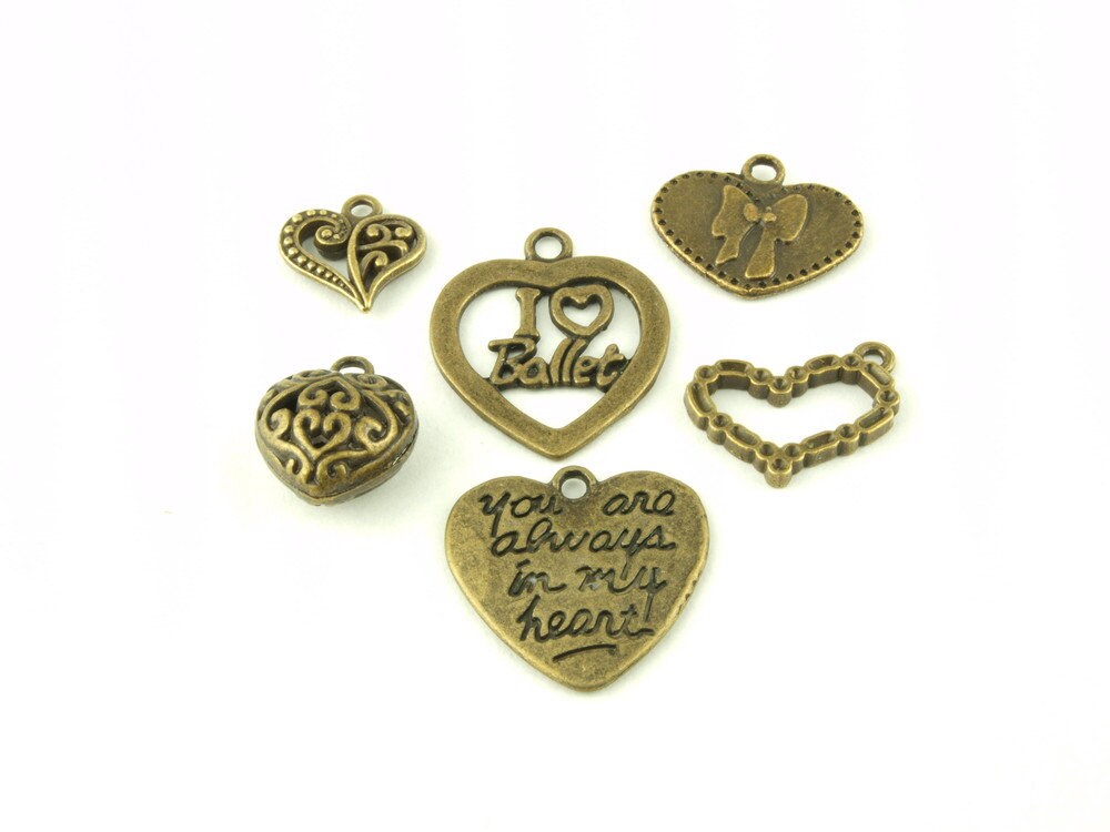 1 Set bronze Anhänger Herzen