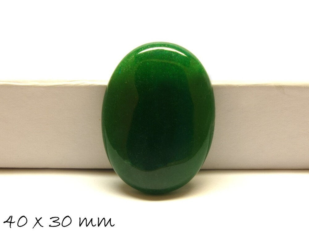 1 Stück Cabochons, grüne Jade, 40 x 30 mm