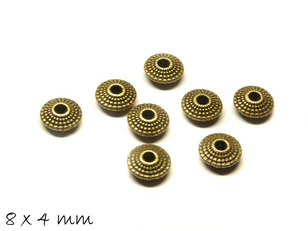 20 Stück Spacer Perlen Rondell 8 x 4 mm bronze