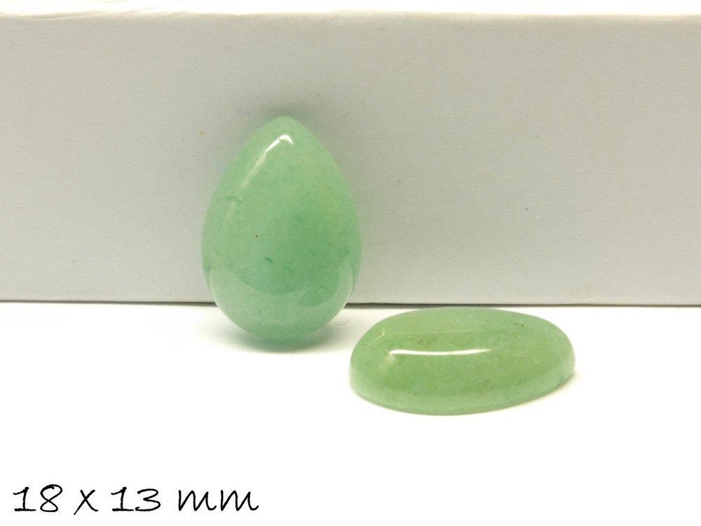 2 Stück Edelstein Tropfen-Cabochons, Aventurin, 18 x 13 mm