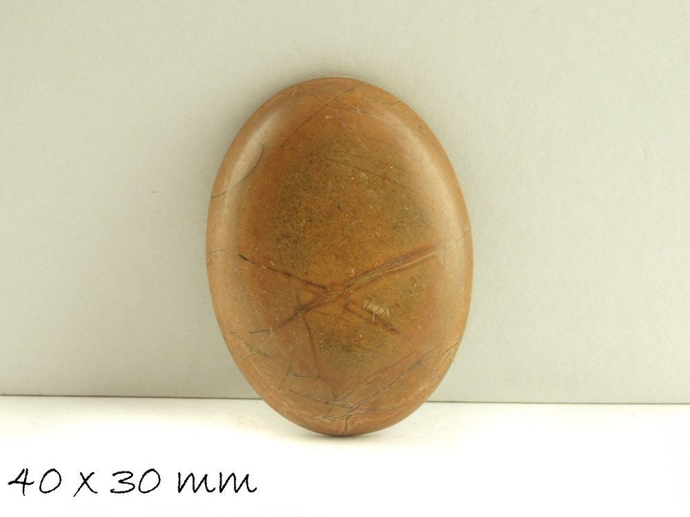 1 Stück Cabochon Jasper 40 x 30 mm, gelb-rot