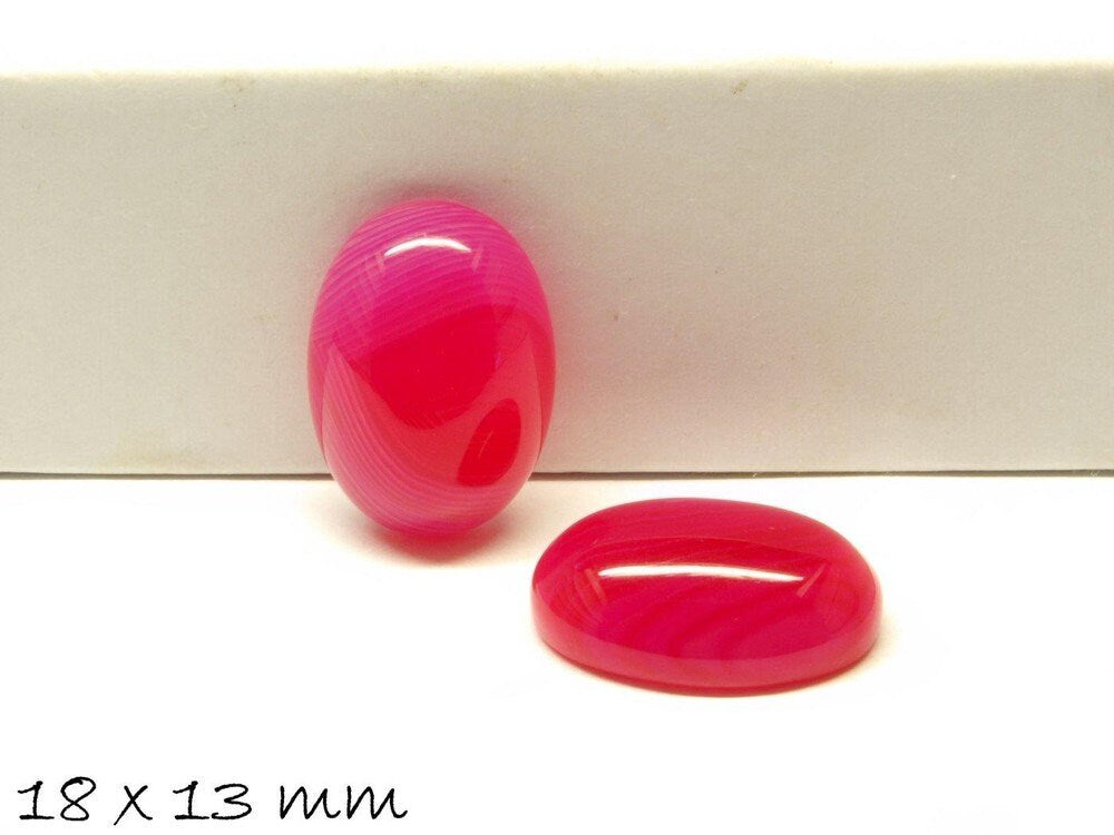 2 Stück Edelstein Cabochons, oval, Achat, 18 x 13 mm, pink