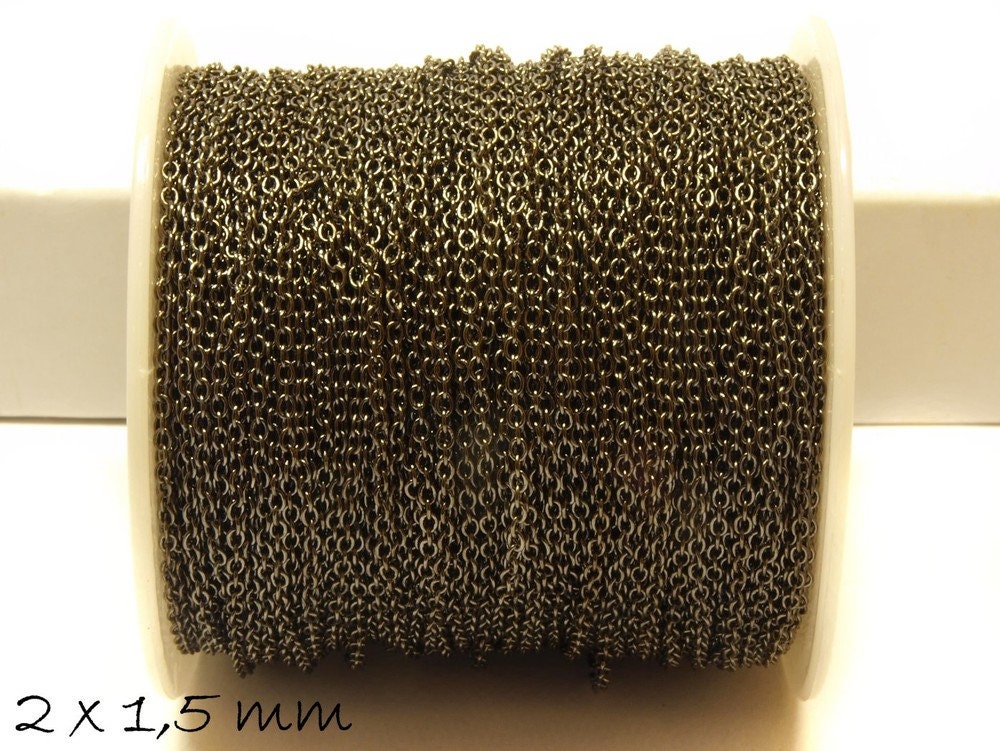 0,86EUR/m - 5m Gliederkette, schwarz, fein, 2 x 1,5 mm