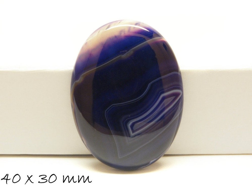 1 Edelstein Cabochons Achat, 40 x 30 mm, lila