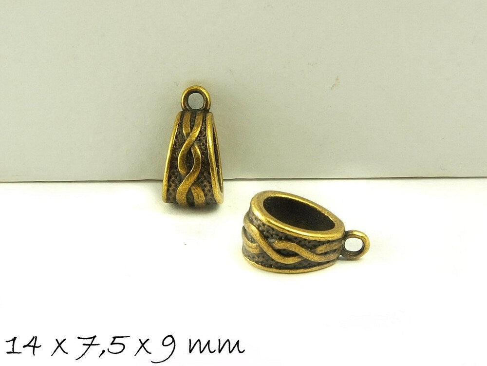 10 Stück Anhängerschlaufen, bronze 14 x7,5 x 9 mm