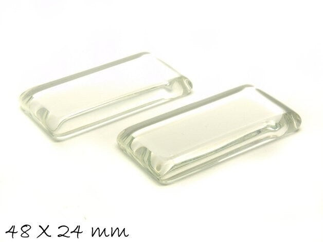 B-WARE - 10 rechteckige 48 x 24 mm Glas Cabochons