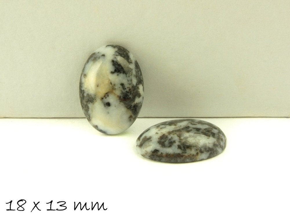 2 Stück Edelstein Zebra Jaspis, 18 x 13 mm