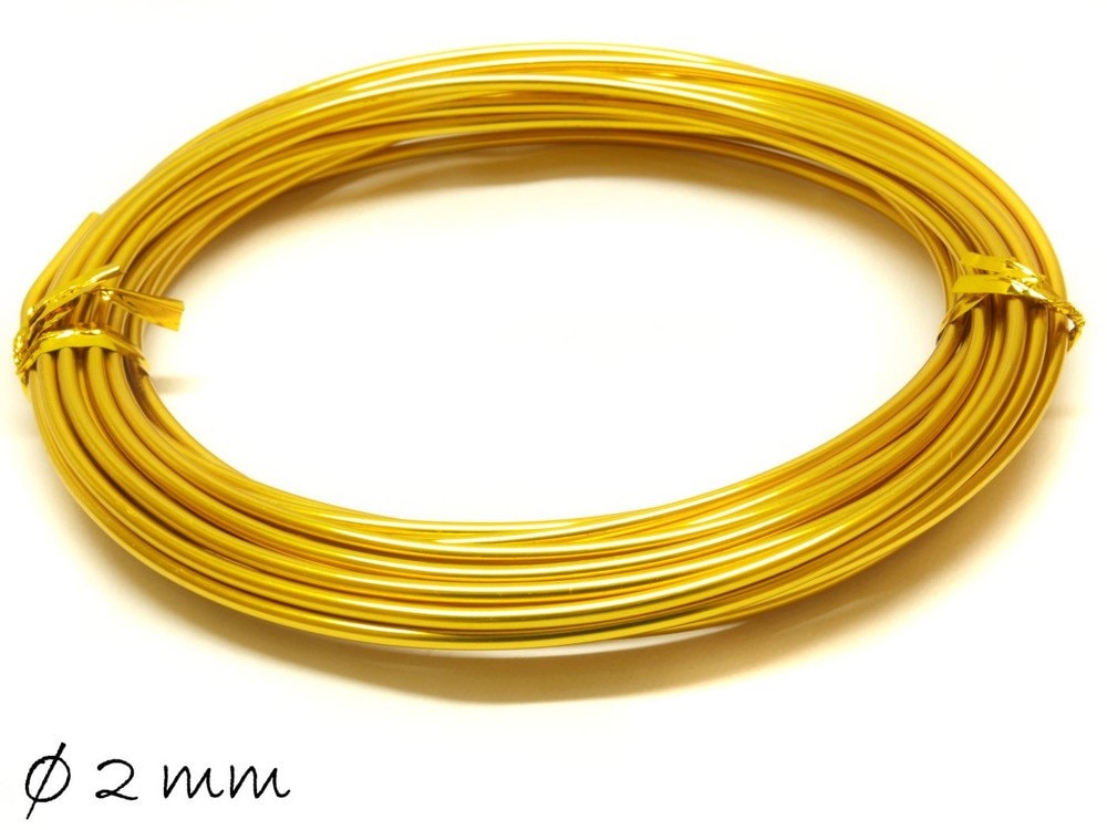 0,48EUR/m - 6 m Aluminiumdraht, Alu Draht, gold, 2 mm