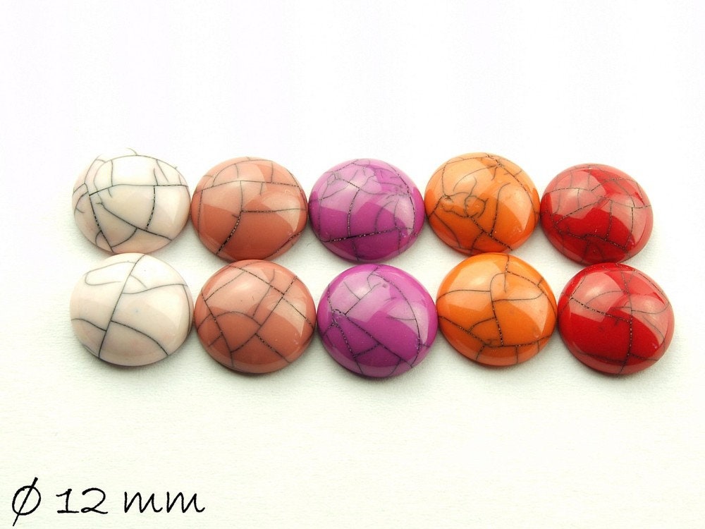 10 Stück runde Resin Cabochons 11,5 mm Mix 1