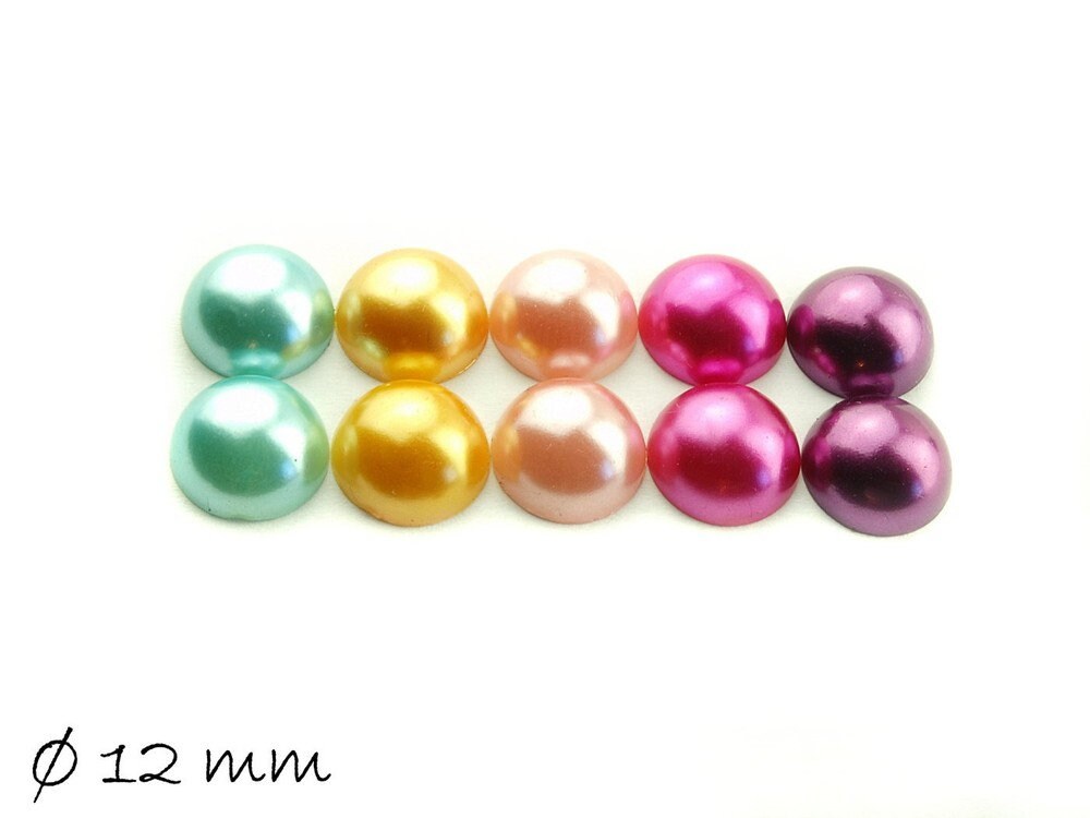 10 Stück runde Acryl Perlmutt Cabochons, 12 mm Set 2