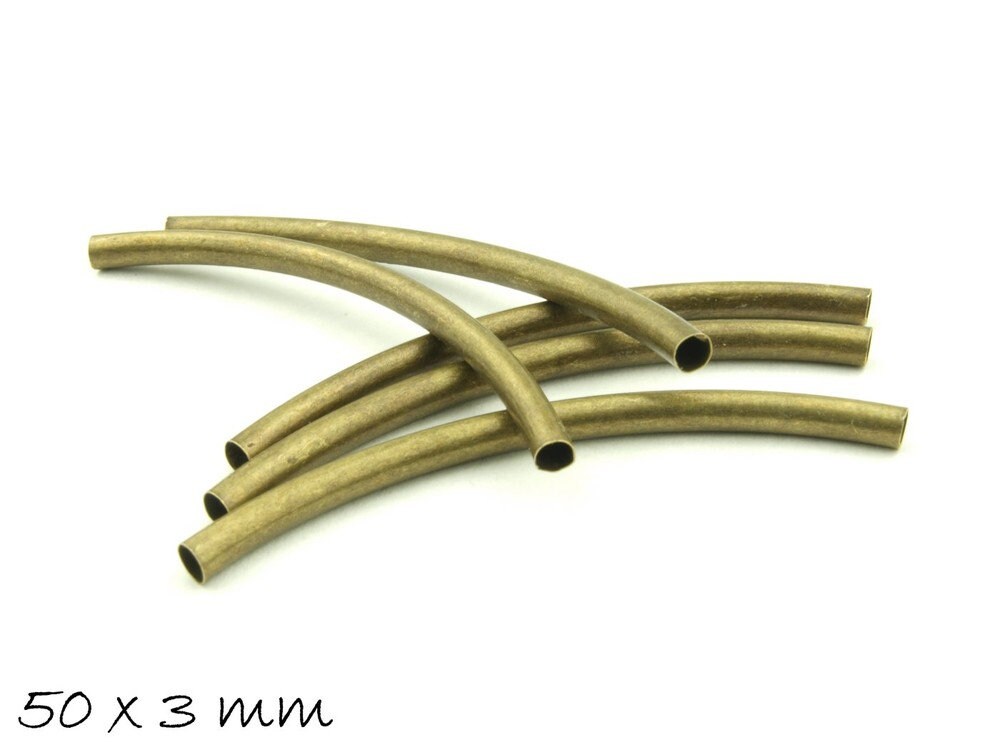 10 Stück Tube Perlen gebogene Röhrchen 50 mm bronze