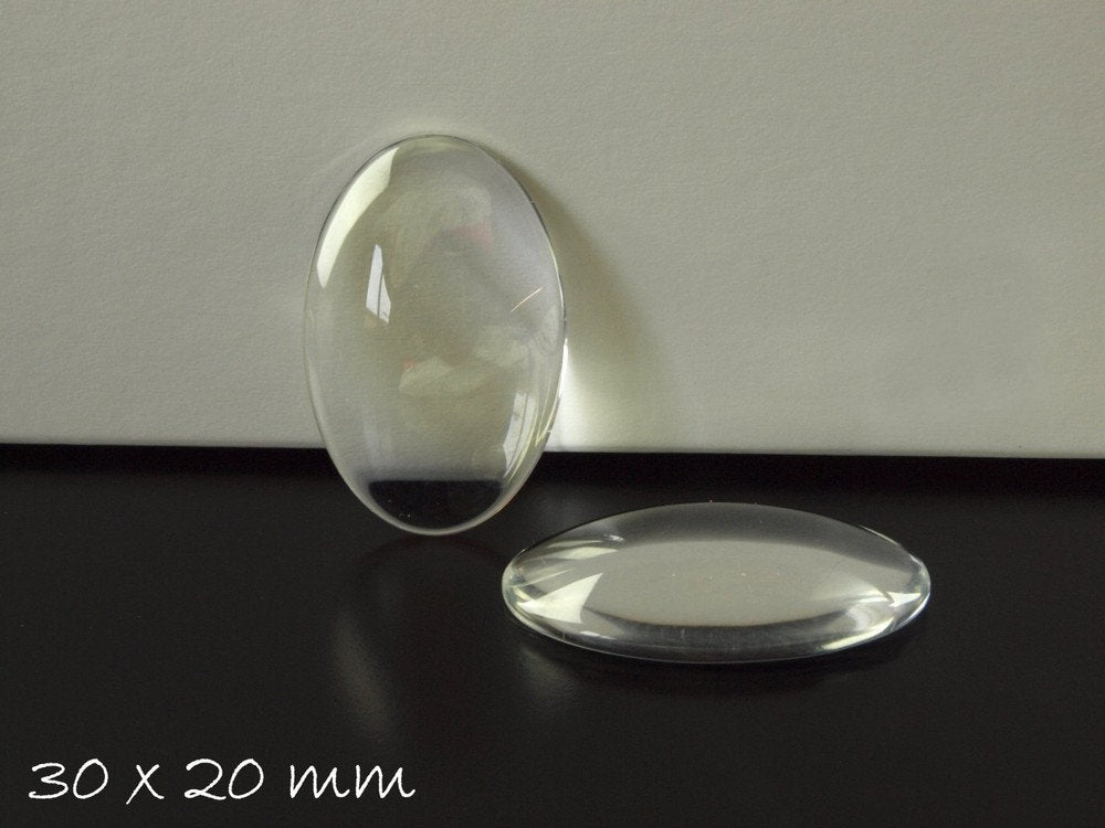 4 Stück Ovale klare 30 x 20 mm Glas Cabochons