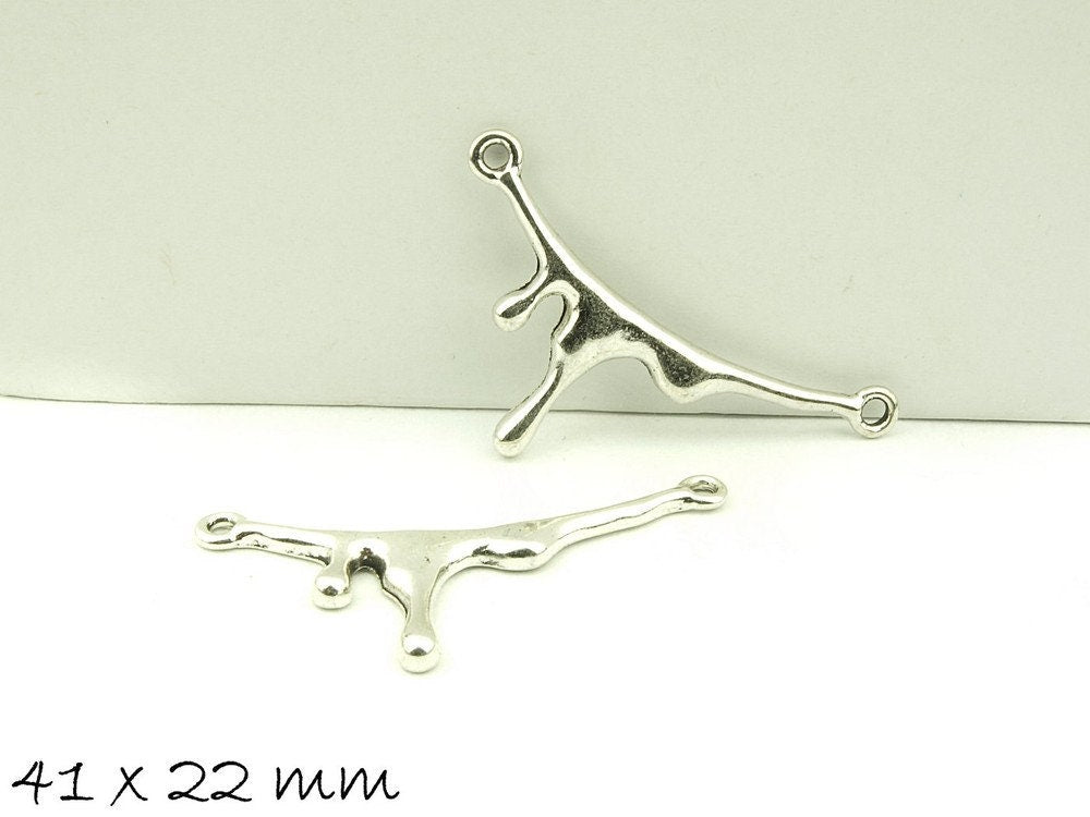 4 Stück Verbinder Wassertropfen in silber 41 x 22 mm