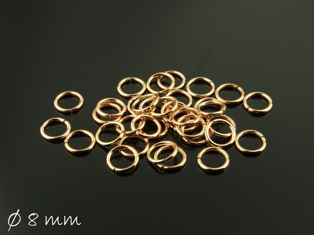 100 Stück Biegeringe (Spaltringe), rose gold, 8 mm