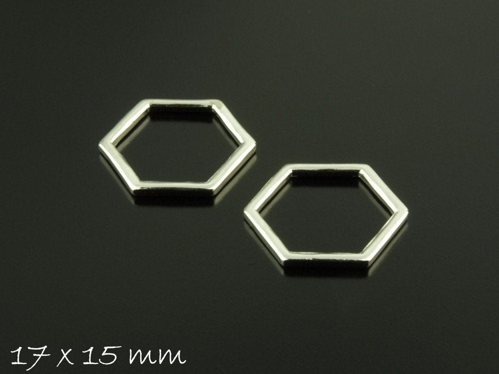 6 Stück Verbinder Wabe in silber 17 x 15 mm