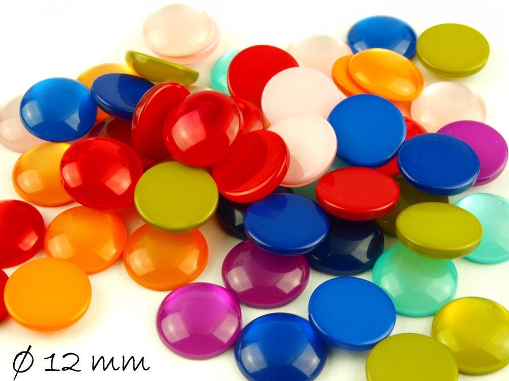30 Stück Resin Cabochons, Cat-Eye-Imitat 12 mm Mix 3