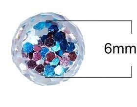 6 Resin Kugel-Cabochons Fischhaut, Ø 8 mm, Paillette