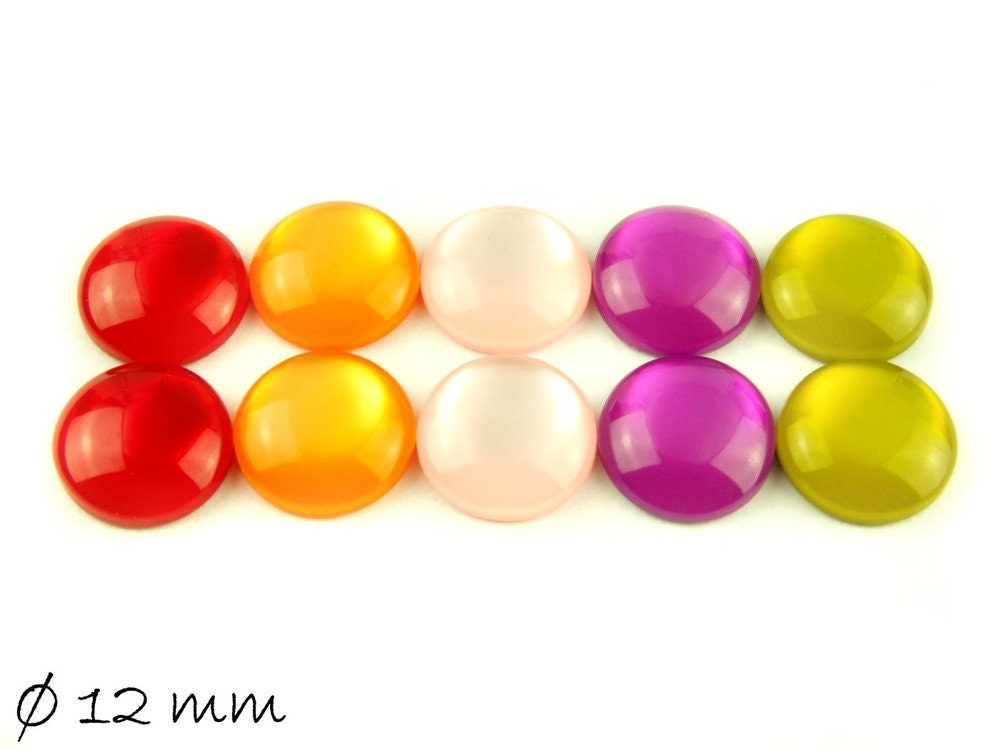 10 Stück Resin Cabochons, Cat-Eye-Imitat 12 mm Mix 1