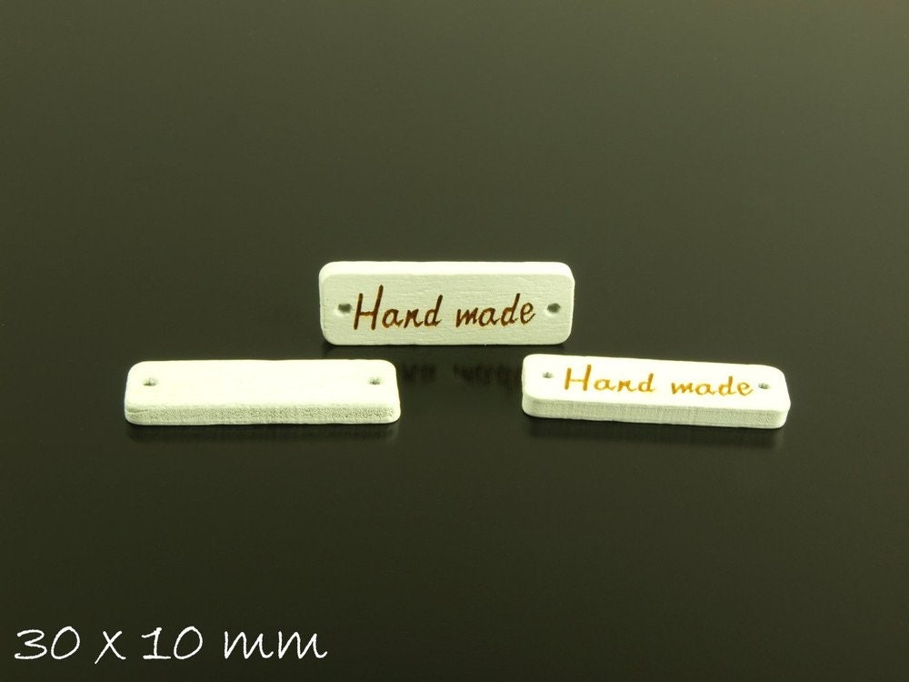 10 Stück Verbinder Holz, Hand Made, 30 x 10 mm