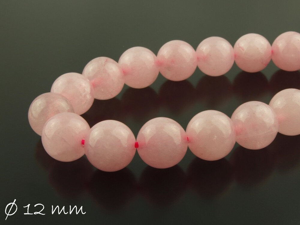 10 Stück Rosenquarz Perlen Ø 12 mm