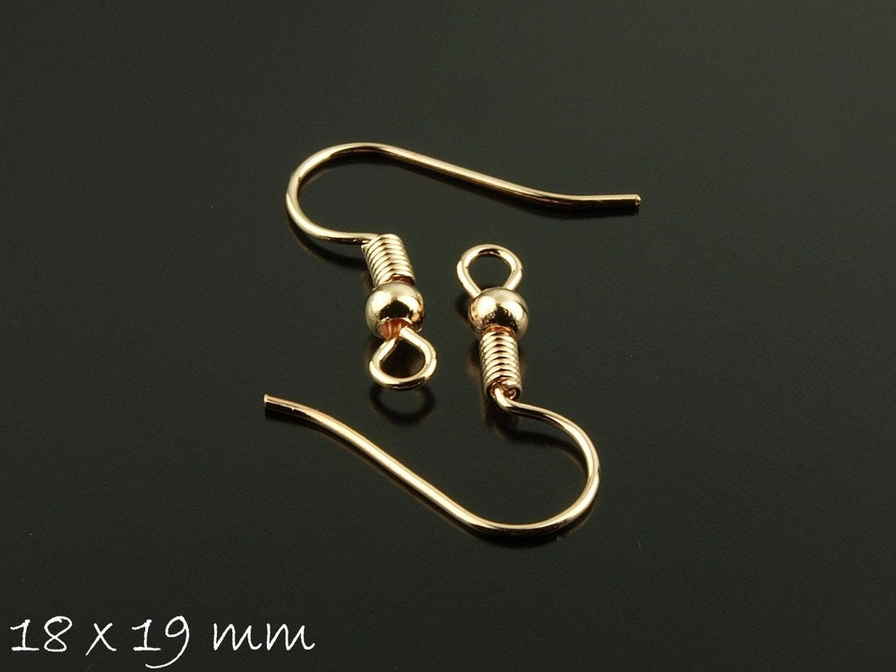 10 Stück Ohrhaken mit Perle (Fischhaken), rosegold
