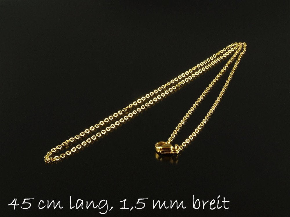 1 Stück Fertige Gliederkette Edelstahl, gold, 45 cm lang, Ø 1,5 mm
