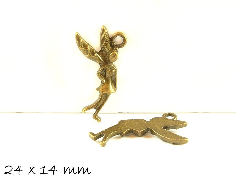 6 Stück Anhänger Fee in bronze 24 x 14 mm