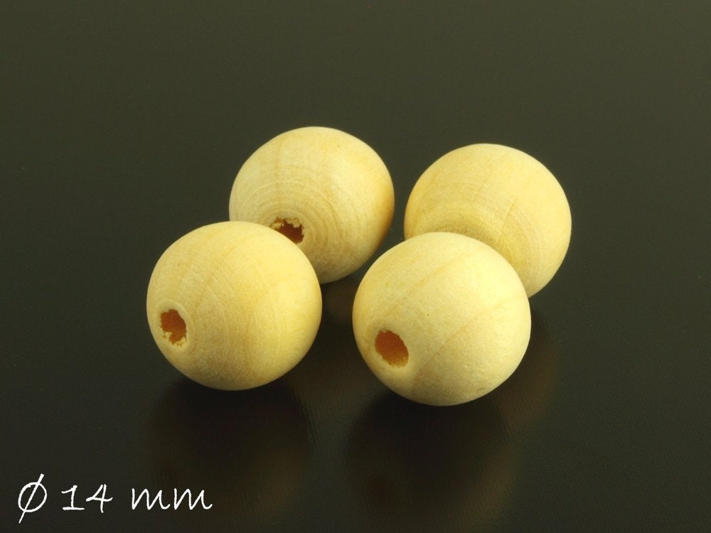 10 Stück Holzperlen, natur, beige, Ø 14 mm