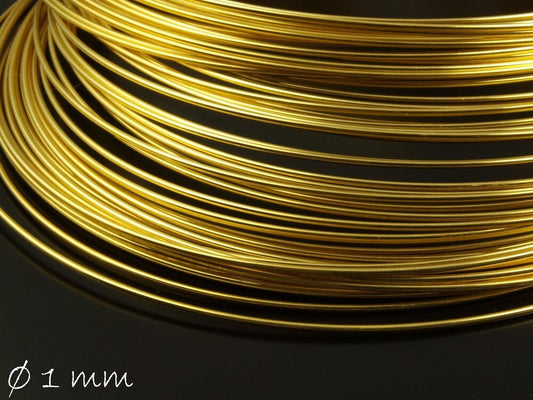 10 Windungen Spiraldraht für Halsreifen (memory wire) gold Ø 1 mm