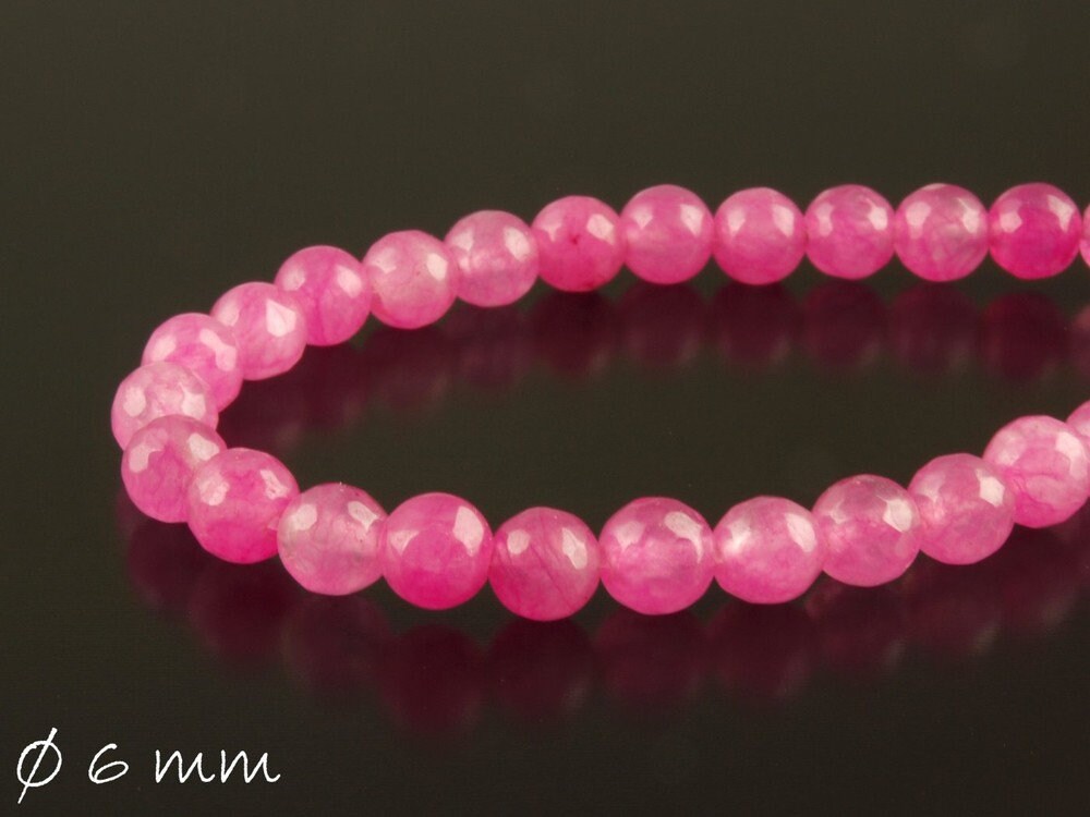 20 Stück Jadeperlen facettiert pink 6 mm