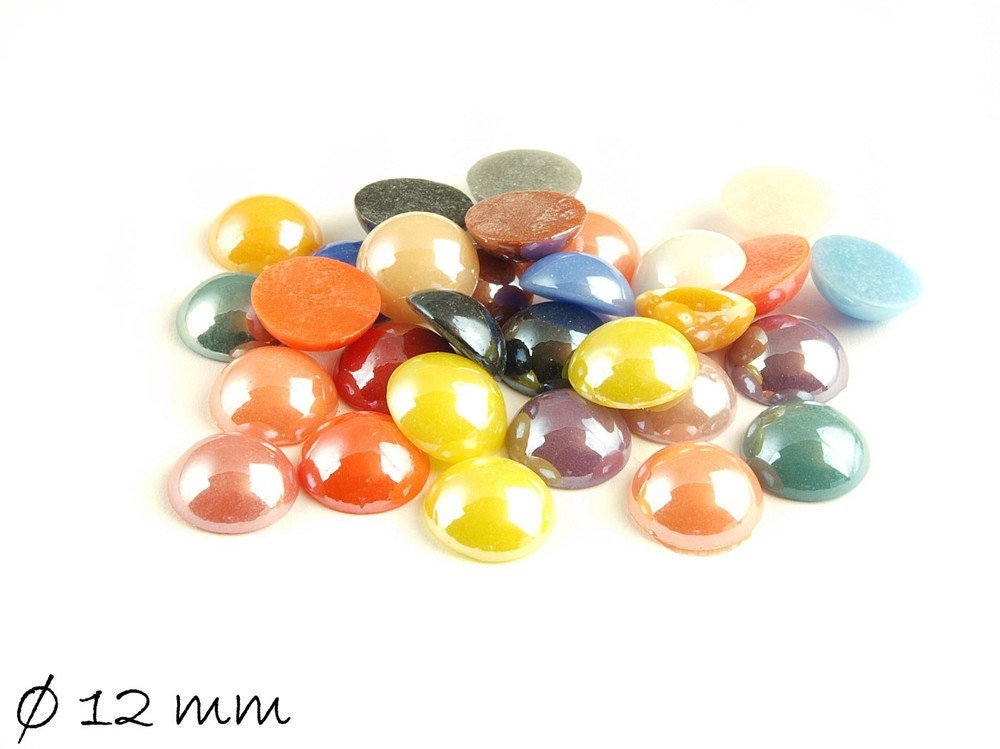 30 Stück runde opake Glas Cabochons 12 mm